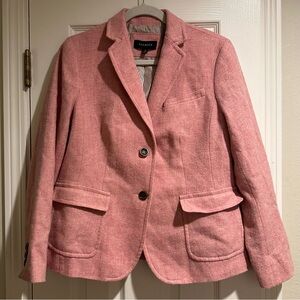 Talbots Pink Wool Blend Blazer Jacket with Tortoise Buttons Women’s 10